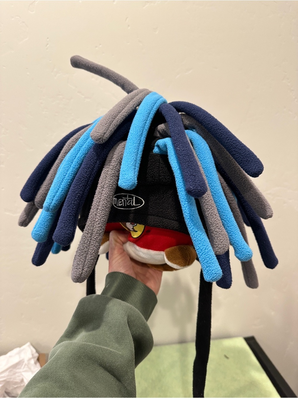 Vintage 90s MENTAL Dreadlock Beanie Hat Blue Gray Black Excellent